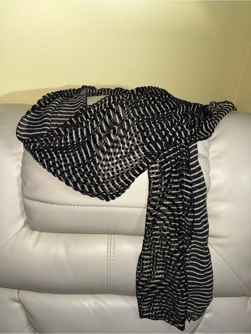 Striped Sheer Scarf in Black and White